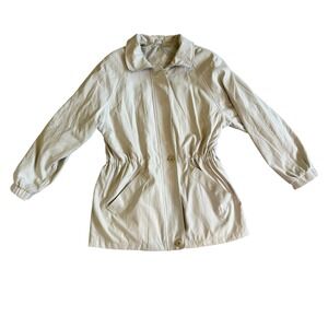 London Fog Womens Tan Beige Cinched Waist Utility Jacket Coat Size Large Petite